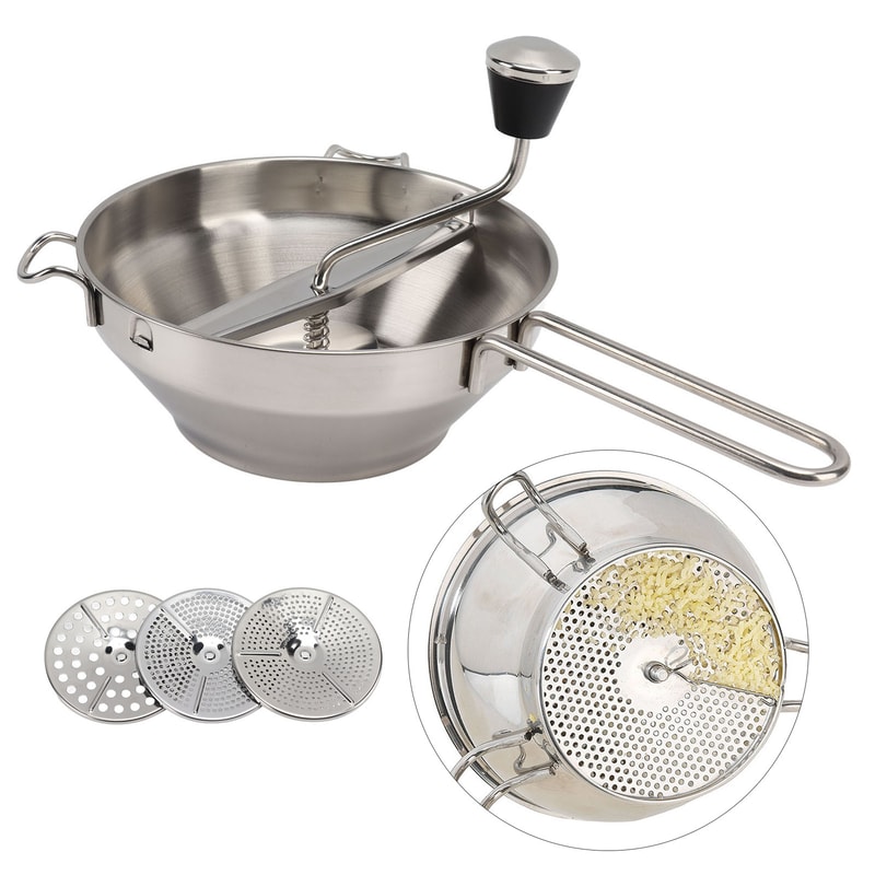Stainless Steel Food Mill Potato, Jam, Garlic Strainer & Masher