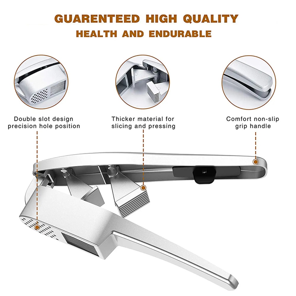 Garlic Press and Ginger Crusher Aluminium Mincer & Slicer for Effortless Kitchen Prep