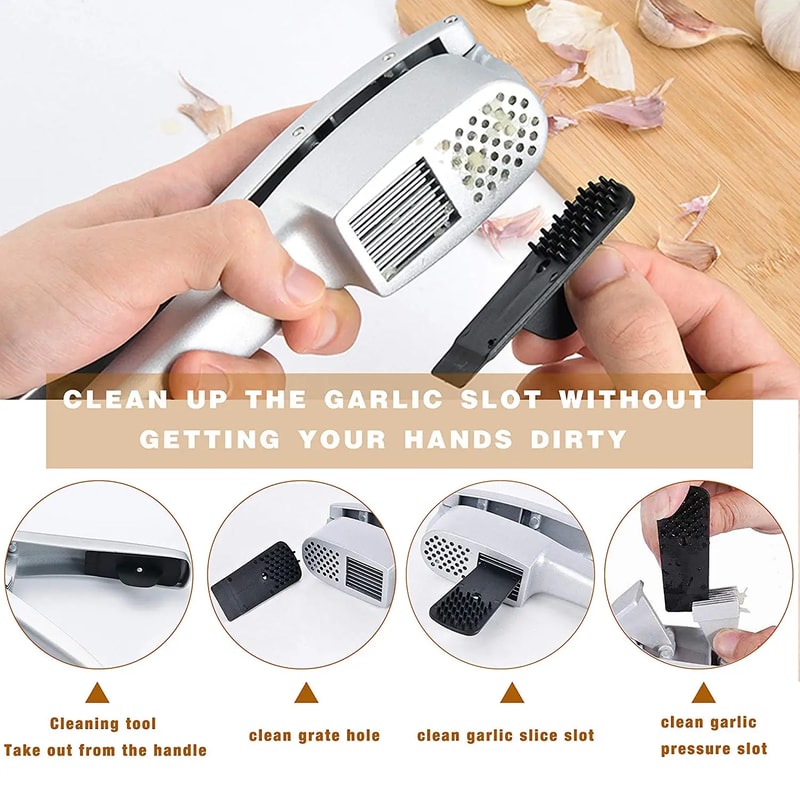 Garlic Press and Ginger Crusher Aluminium Mincer & Slicer for Effortless Kitchen Prep