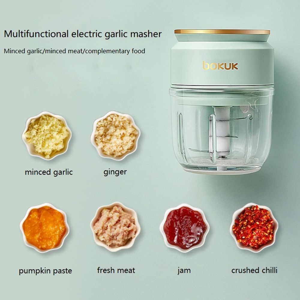 Glass Electric Garlic Crusher And Portable Fresh Meat Chopper USB Rechargeable Ginger Chili And Veg 5