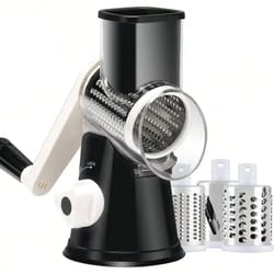manual rotary cheese grater & kitchen vegetable slicer with replaceable drum blades