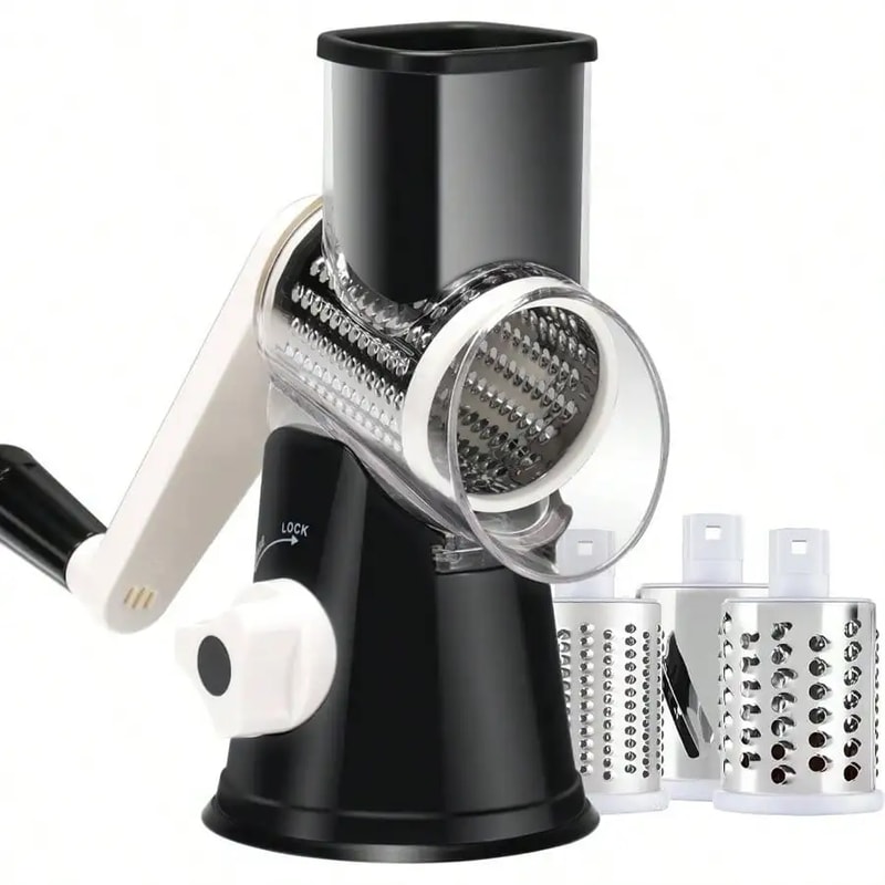 Manual Rotary Cheese Grater Kitchen Vegetable Slicer With Replaceable Drum Blades 5