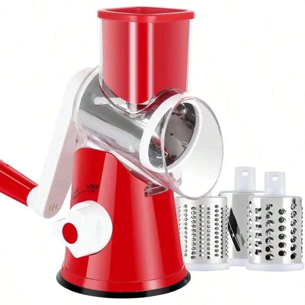 Manual Rotary Cheese Grater Kitchen Vegetable Slicer With Replaceable Drum Blades 6