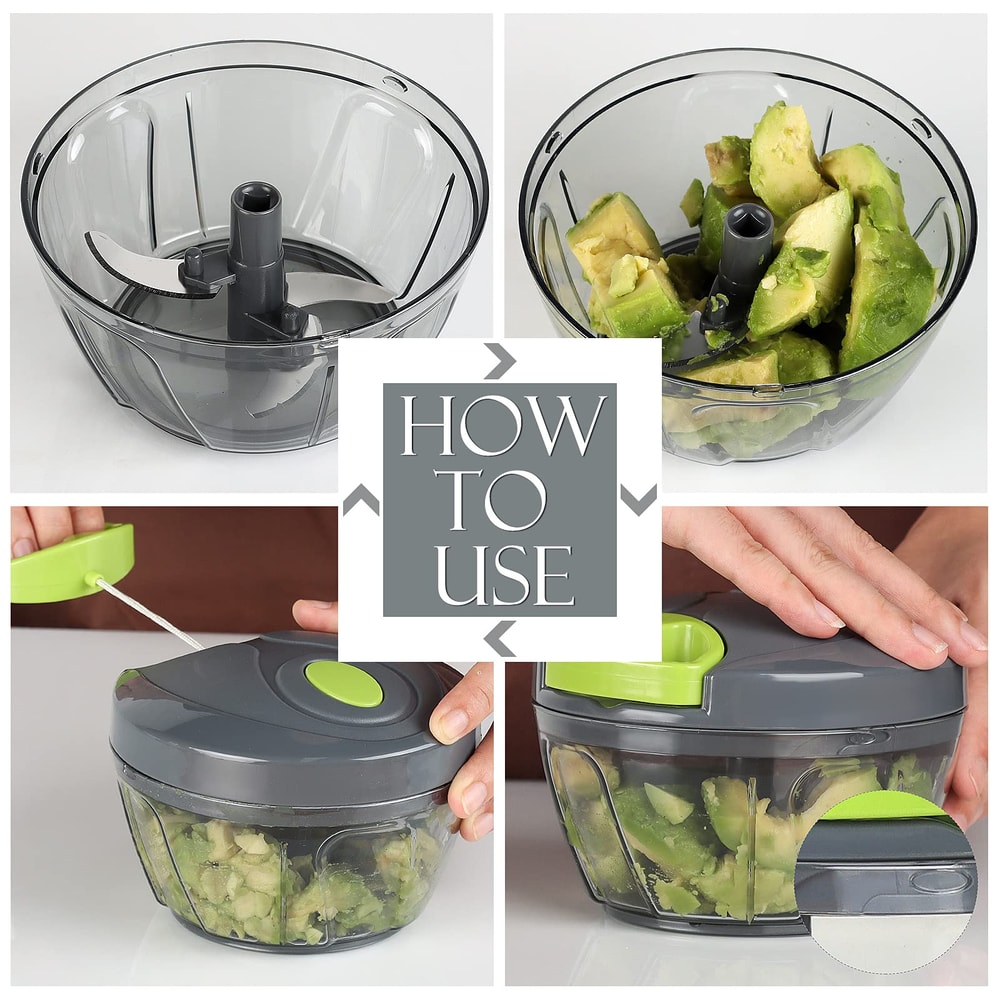 MultiUse Manual Food Chopper Portable Hand Pull Vegetable Garlic Mincer 4