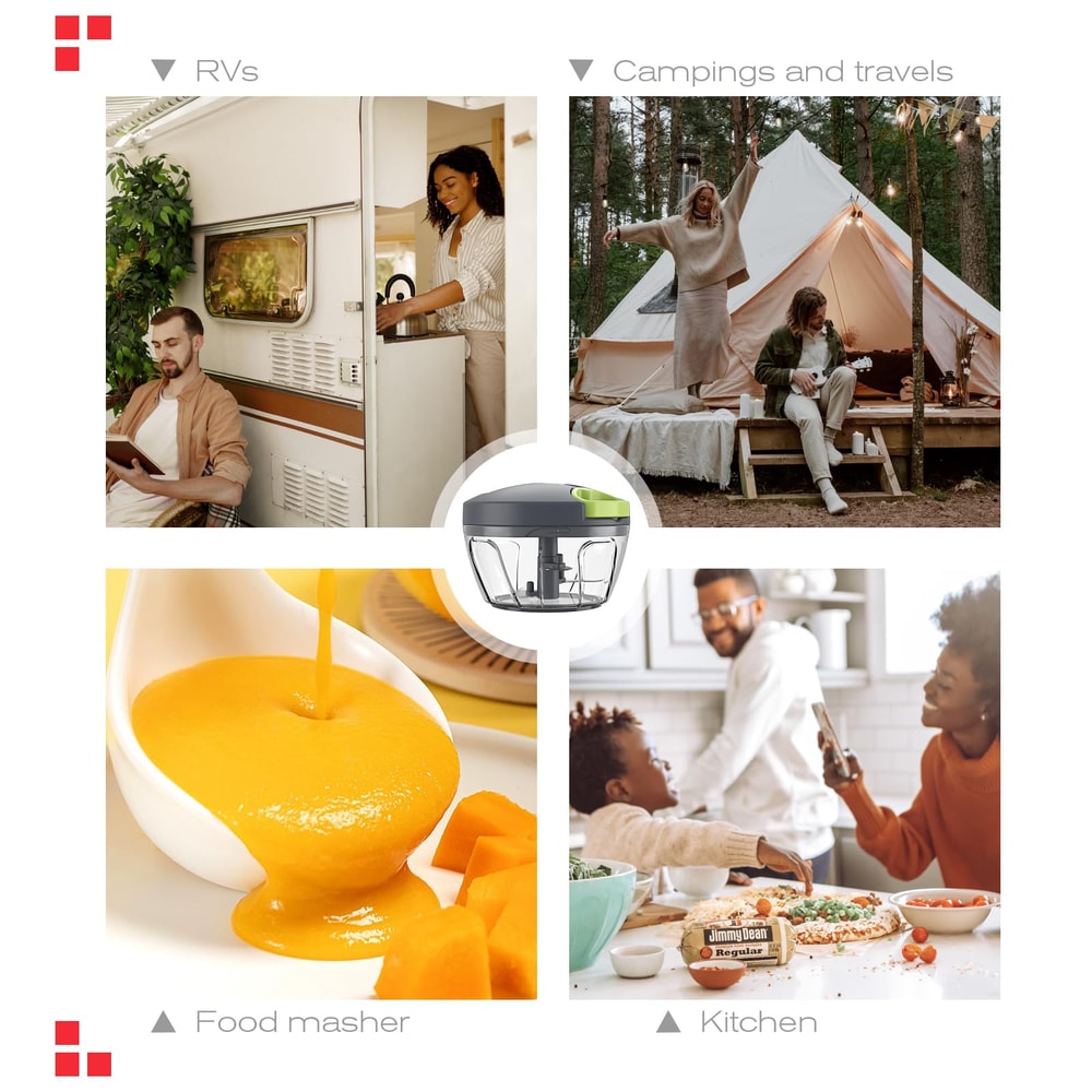 MultiUse Manual Food Chopper Portable Hand Pull Vegetable Garlic Mincer 5