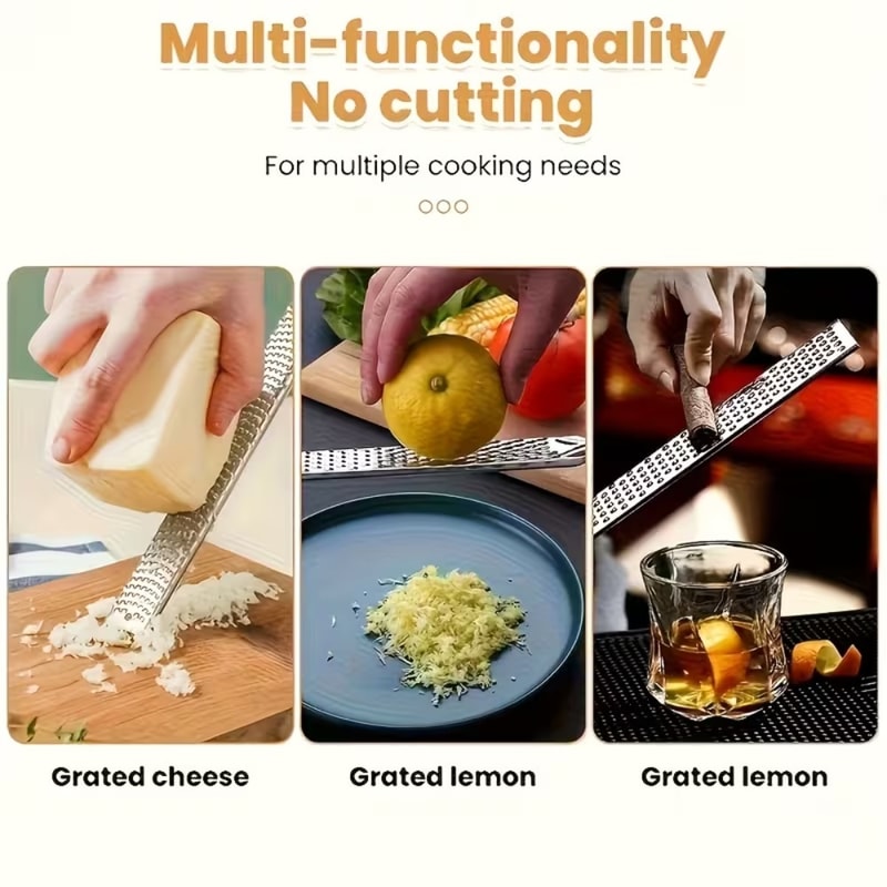 Premium Stainless Steel Cheese Grater & Lemon Zester with Long Handle