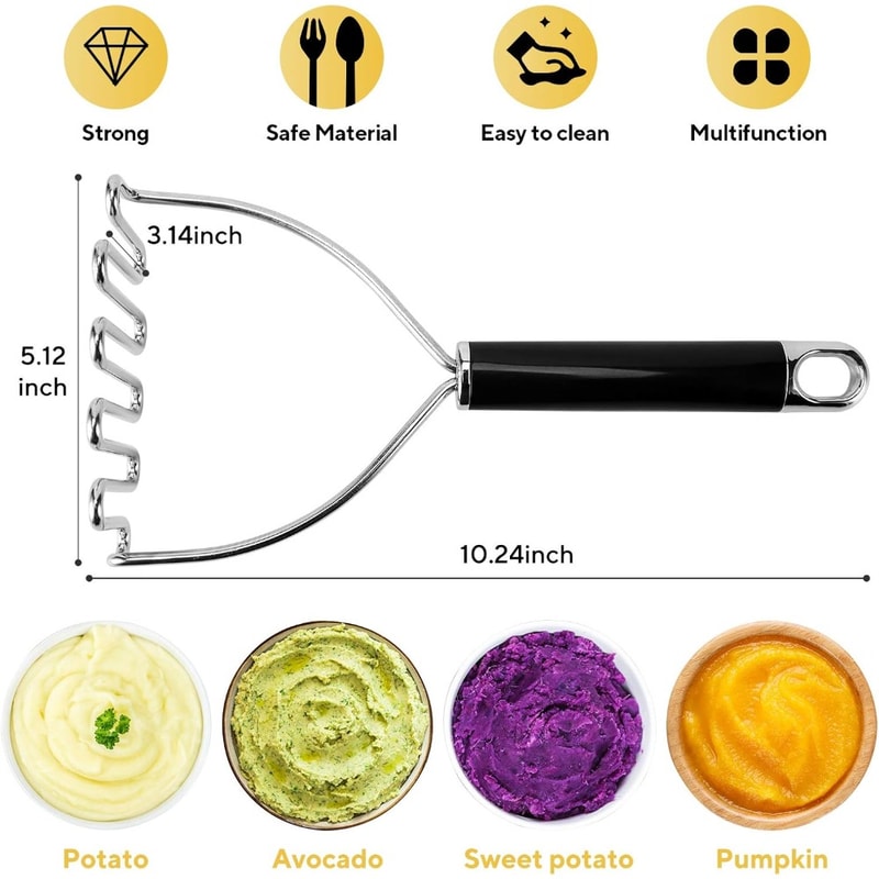 Stainless Steel Potato Masher Manual Vegetable Baby Food Press Tool 2