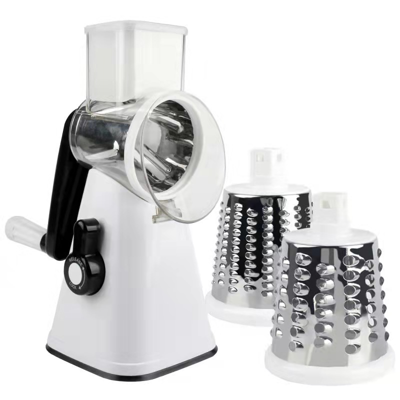 Rotary Cheese Grater with Suction Base Manual Vegetable Slicer & Nut Grinder