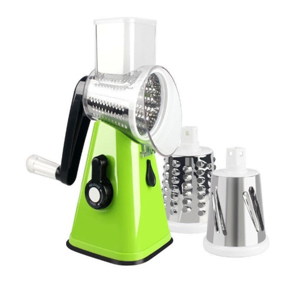 Rotary Cheese Grater with Suction Base Manual Vegetable Slicer & Nut Grinder
