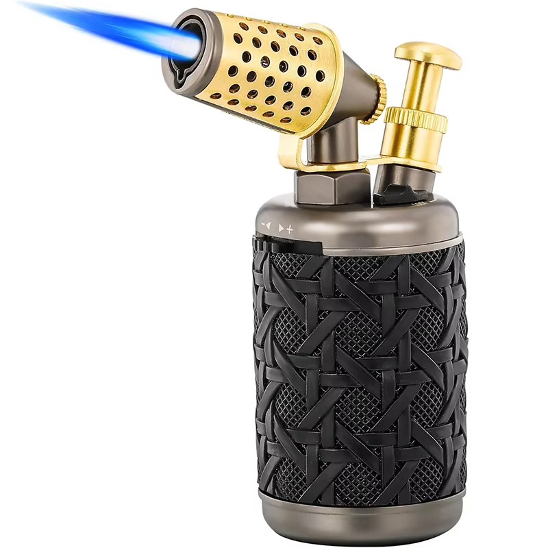 Windproof Torch Lighter With Blue Flame BuiltIn Cigar Cutter 0