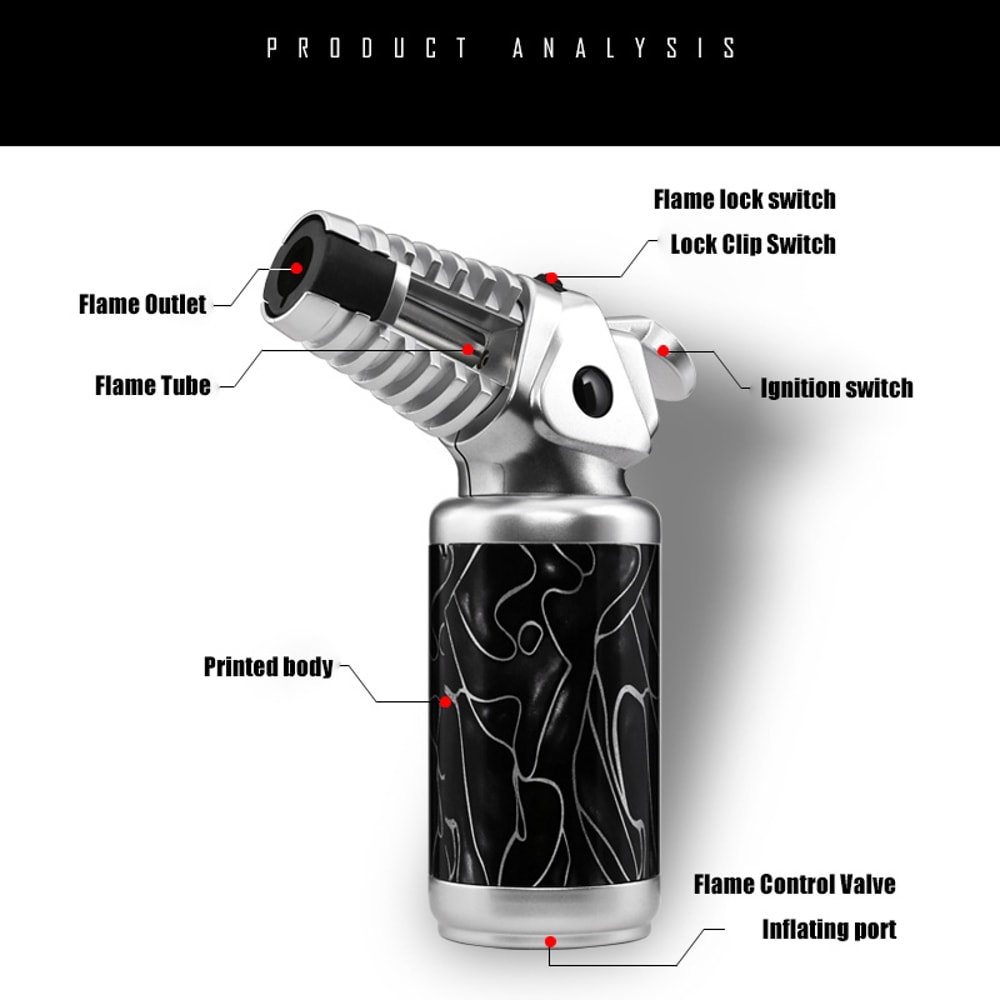 Windproof Butane Torch Lighter Adjustable Flame Cigar And Camping Tool 3