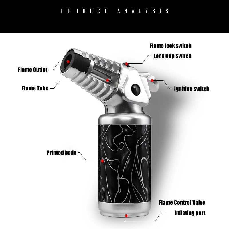 Windproof Butane Torch Lighter Adjustable Flame Cigar And Camping Tool 3