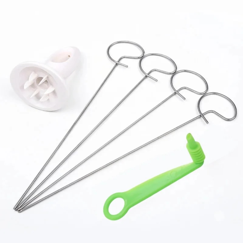 Manual Spiral Potato Cutter Tornado Slicer with Stainless Steel Skewers for Perfect Spiral Chips