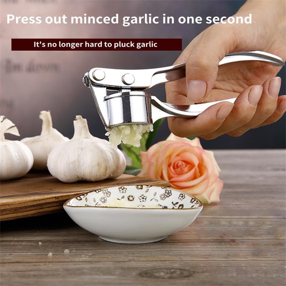 Stainless Steel Garlic Press & Ginger Squeezer Multifunctional Kitchen Crusher