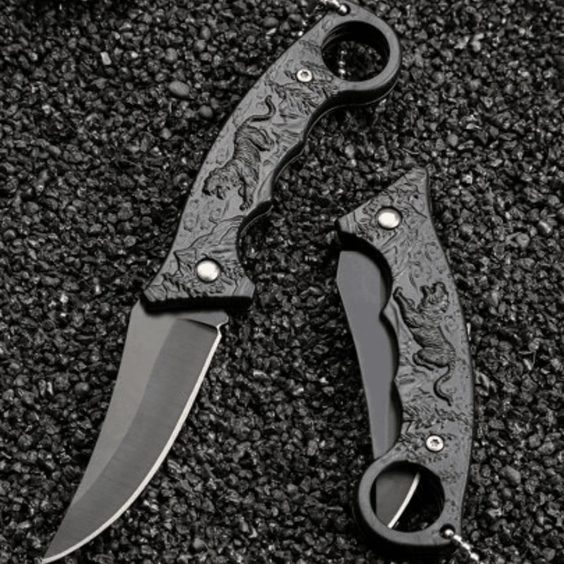 High-Quality Tiger Motif Folding Knife Steel Blade, EDC Outdoor Tool for Camping, Hiking & Fishing