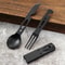 Multi-Functional Camping Knife & Tableware Set Stainless Steel with Whistle Spoon Fork for Outdoor Adventures