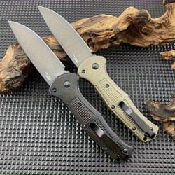 folding tactical knife with plain drop point blade grivory handle for camping, hunting & self-defense