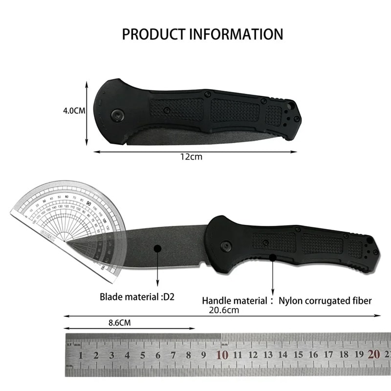 Folding Tactical Knife with Plain Drop Point Blade Grivory Handle for Camping, Hunting & Self-Defense
