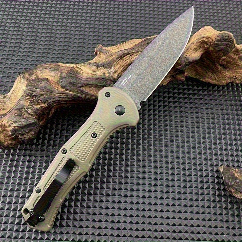 Folding Tactical Knife with Plain Drop Point Blade Grivory Handle for Camping, Hunting & Self-Defense