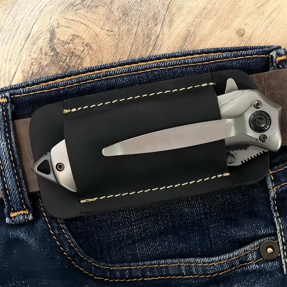 Leather EDC Holster for Pocket Knife & Flashlight Outdoor Carry Gear