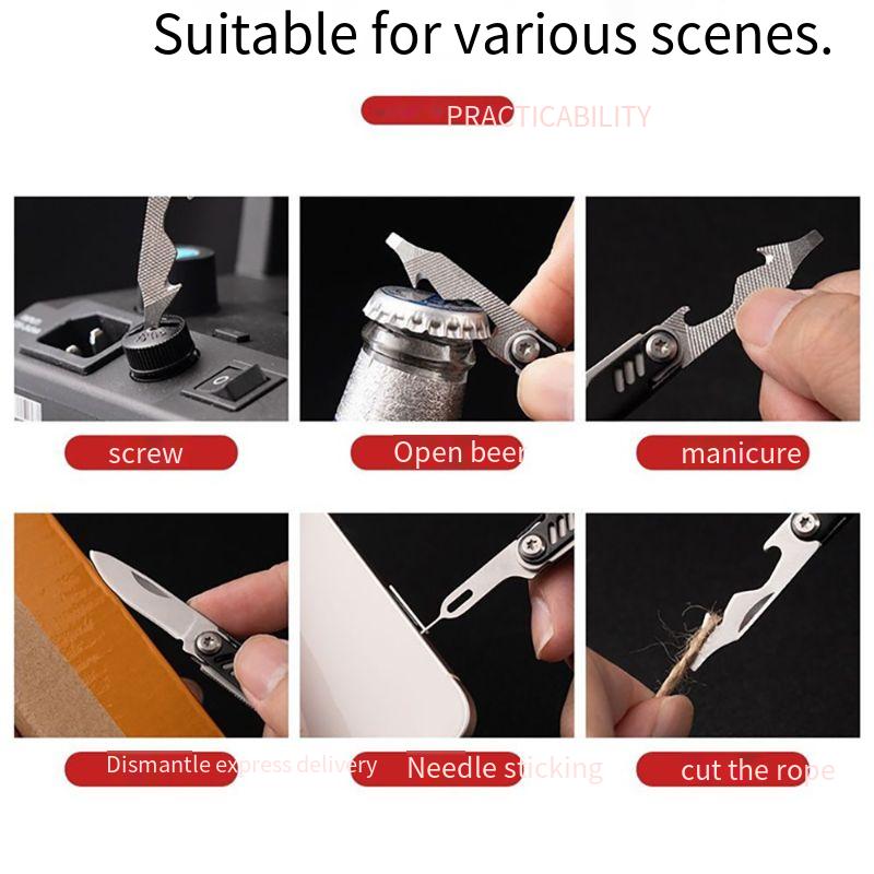 Portable MultiTool Keychain Mobile Phone Card Pickup Needle Bottle Opener Folding Knife 1
