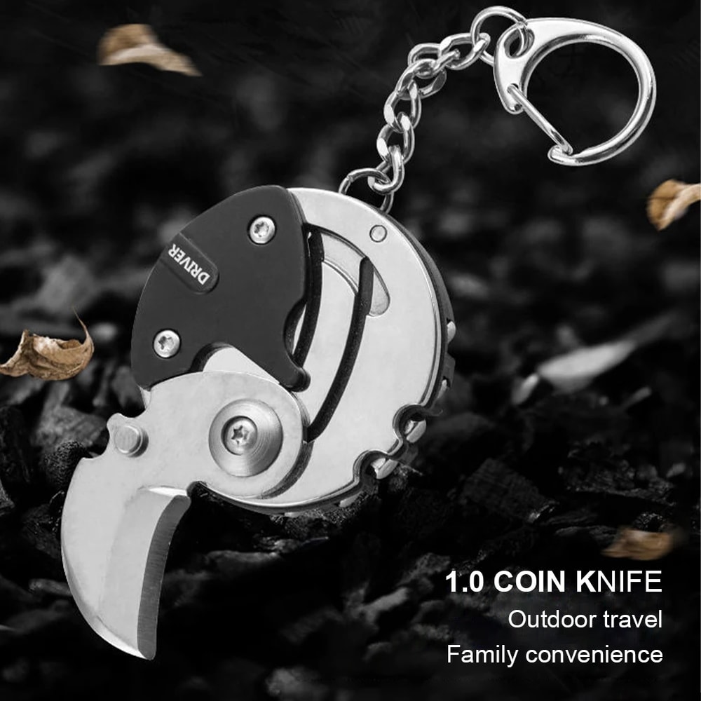 Multifunctional EDC Keychain Tool Compact Folding Screwdriver & Knife for Outdoor Adventures