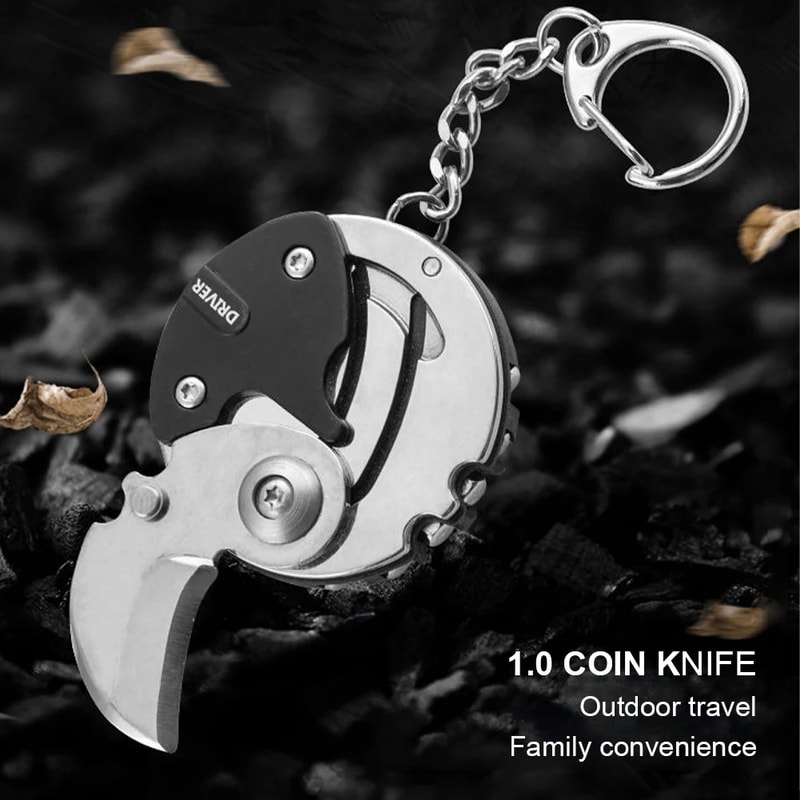 Multifunctional EDC Keychain Tool Compact Folding Screwdriver & Knife for Outdoor Adventures