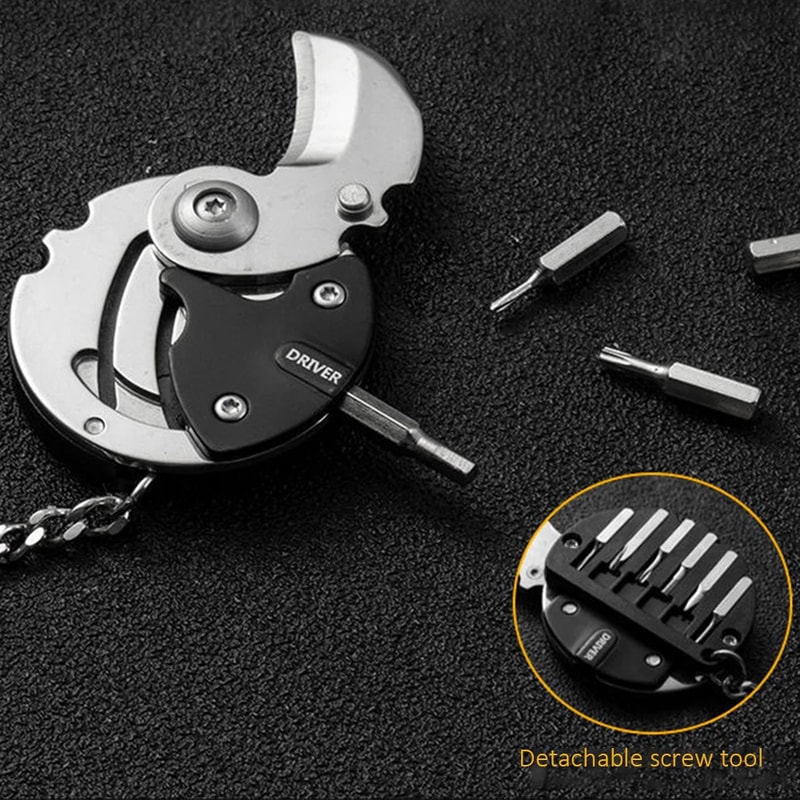 Multifunctional EDC Keychain Tool Compact Folding Screwdriver & Knife for Outdoor Adventures