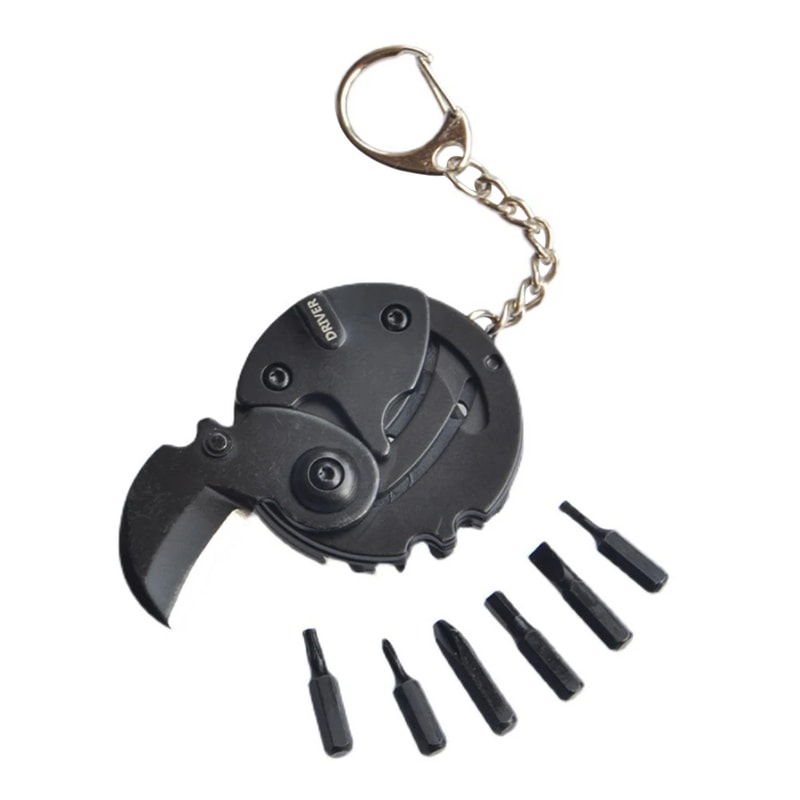 Multifunctional EDC Keychain Tool Compact Folding Screwdriver & Knife for Outdoor Adventures