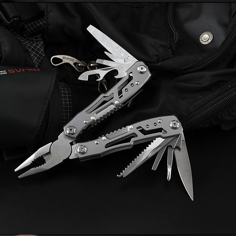 Multifunctional Stainless Steel Outdoor Survival Tool Folding Knife, Pliers & More