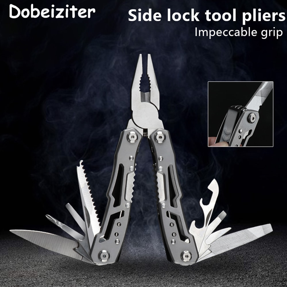 Multifunctional Stainless Steel Outdoor Survival Tool Folding Knife, Pliers & More