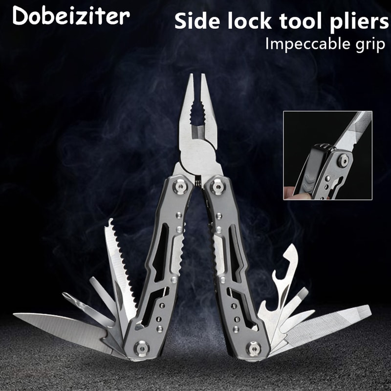 Multifunctional Stainless Steel Outdoor Survival Tool Folding Knife, Pliers & More