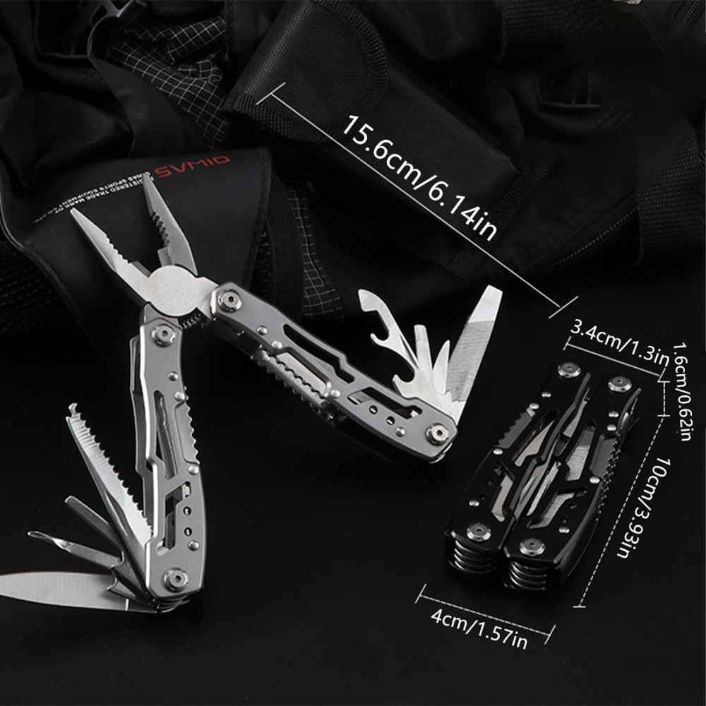 Multifunctional Stainless Steel Outdoor Survival Tool Folding Knife, Pliers & More