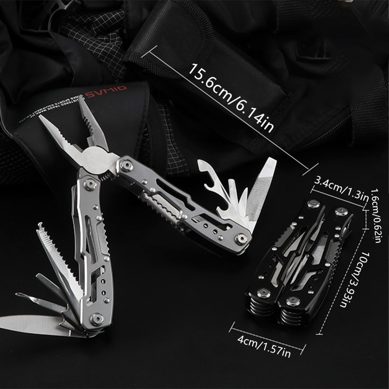 Multifunctional Stainless Steel Outdoor Survival Tool Folding Knife, Pliers & More