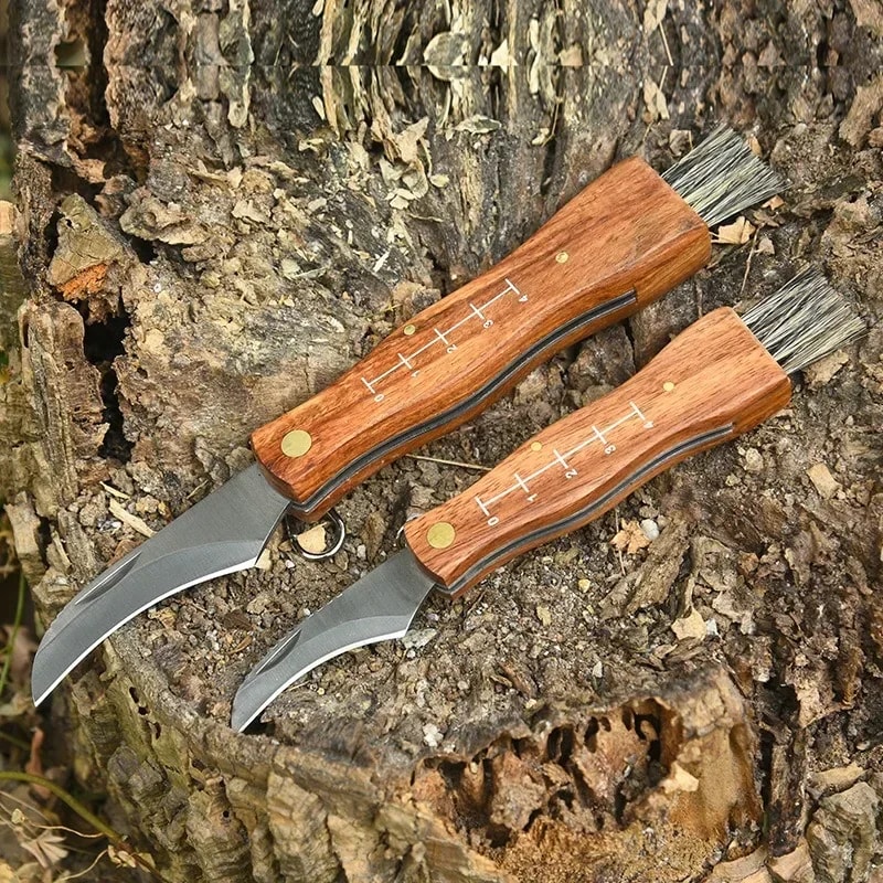 Multi-Use Stainless Steel Folding Knife with Wooden Handle, Sharp EDC Tool for Hunting & Survival