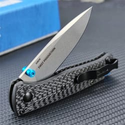 mini tactical folding knife with carbon fiber handle compact survival pocket knife for outdoor defense and everyday