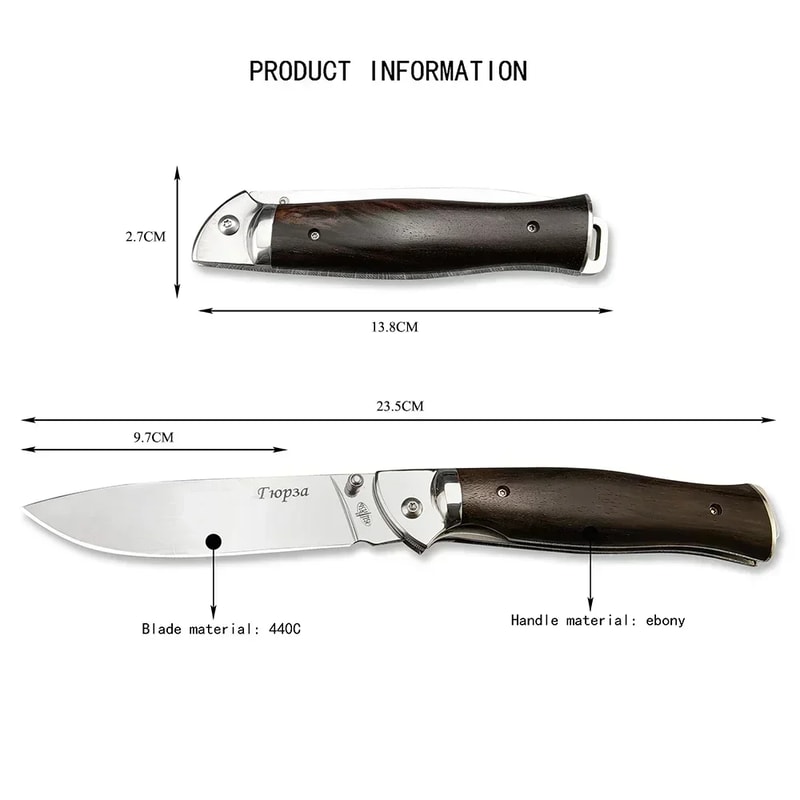 Outdoor Folding Pocket Knife with Sharp Blade & Wood Handle Ideal for Hunting and Survival Gear
