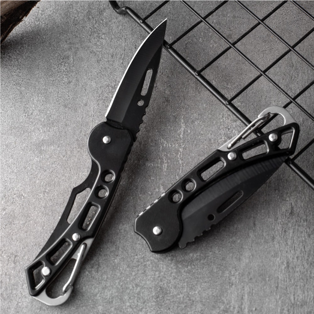 Portable Stainless Steel Folding Knife Compact Survival Tool for Camping, Hunting, and Outdoor Adventures