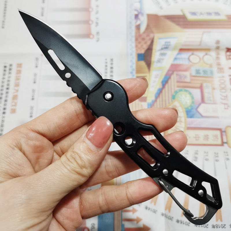 Portable Stainless Steel Folding Knife Compact Survival Tool for Camping, Hunting, and Outdoor Adventures