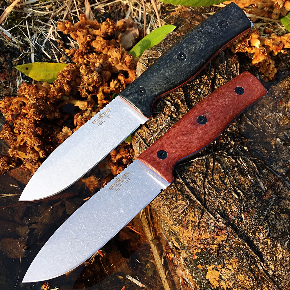 Brother Bushcraft Fixed Blade Hunting Knife with Micarta Grips Sharp Stone Wash Finish for Outdoor Adventures