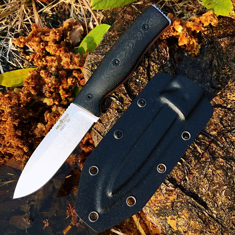 Brother Bushcraft Fixed Blade Hunting Knife with Micarta Grips Sharp Stone Wash Finish for Outdoor Adventures