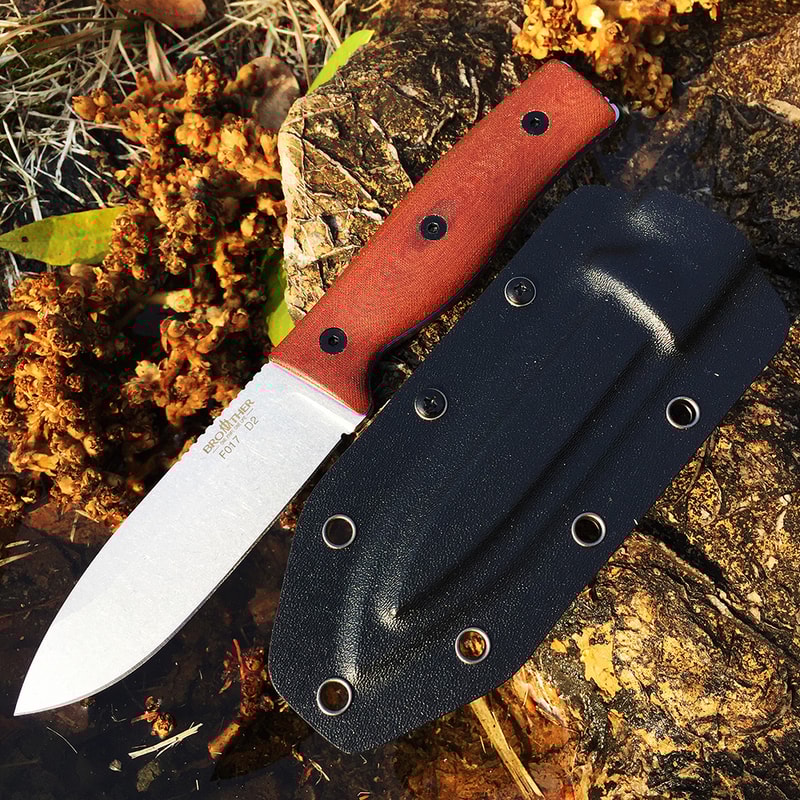 Brother Bushcraft Fixed Blade Hunting Knife with Micarta Grips Sharp Stone Wash Finish for Outdoor Adventures