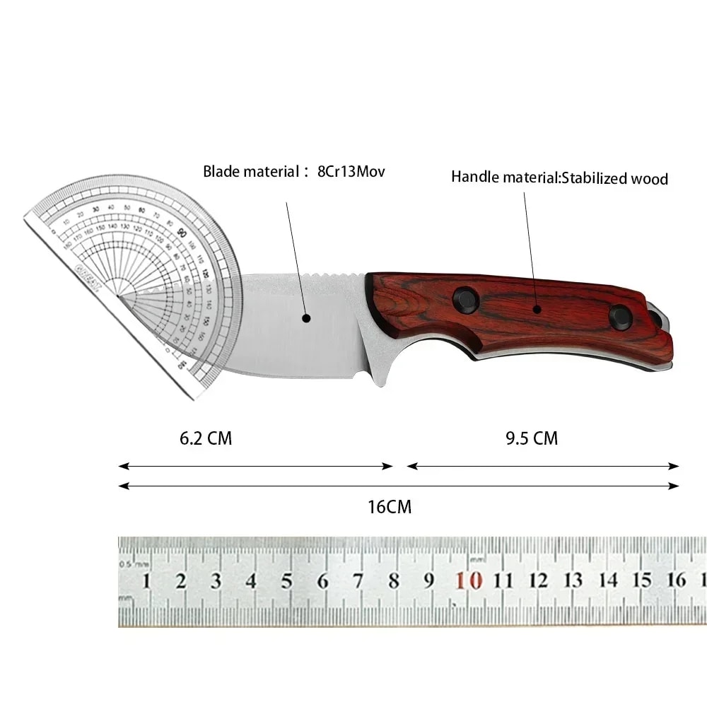 Fixed Blade Tactical Knife Durable Outdoor Camping EDC Tool with Sheath