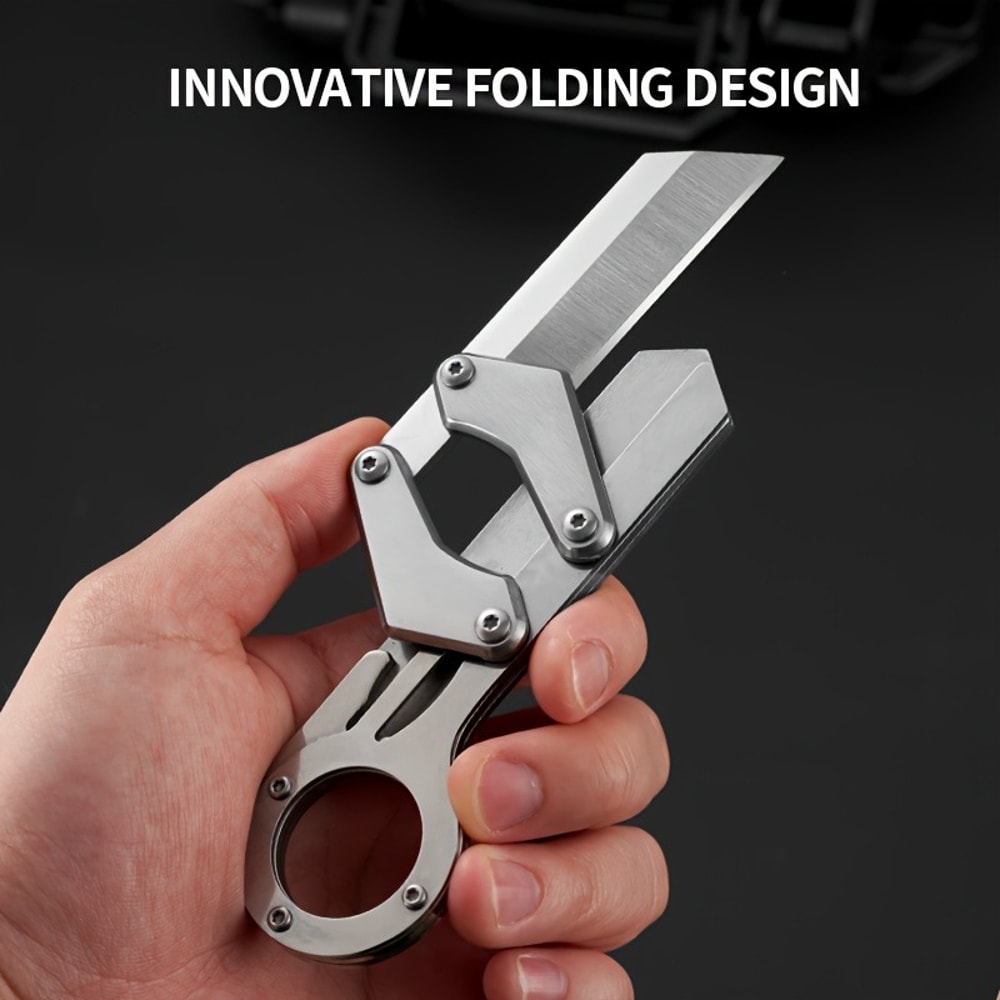 Creative Outdoor Folding Knife Full Steel Blade for BBQ, Camping, Mountaineering, Survival