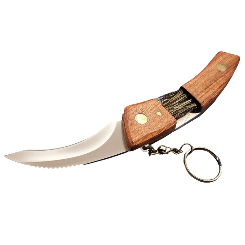 Mushroom Folding Knife Rosewood Handle, Stainless Steel Blade, BBQ Tool for Camping & Outdoor Bushcraft