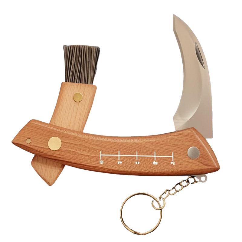 Mushroom Folding Knife Rosewood Handle, Stainless Steel Blade, BBQ Tool for Camping & Outdoor Bushcraft