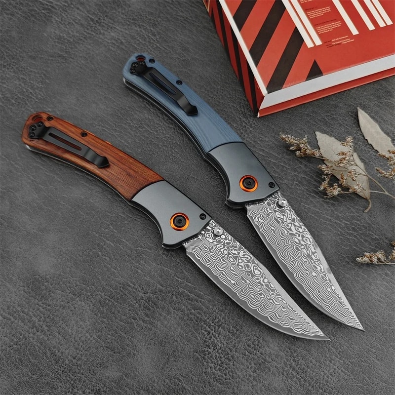 Steel Blade BM Crooked River Folding Knife with Wooden Handles Tactical EDC Pocket Knife for Camping & Outdoor