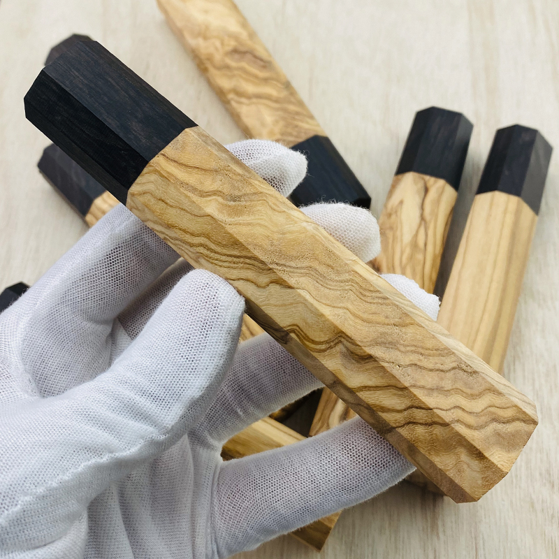 Olive Wood Ebony Octagonal Knife Handle For DIY Kitchen Knives 0