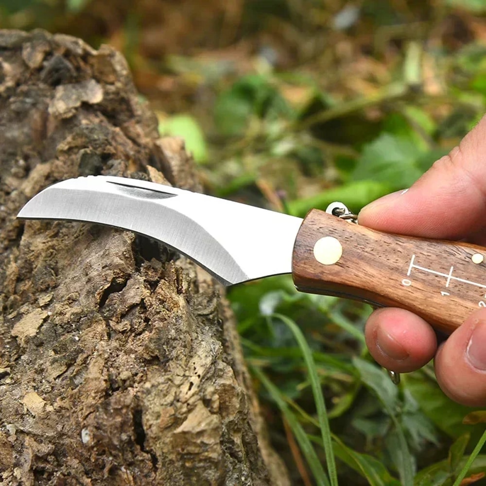 Multifunctional Stainless Steel Folding Knife With Wooden Handle Compact EDC Tool For Camping Hunti 2