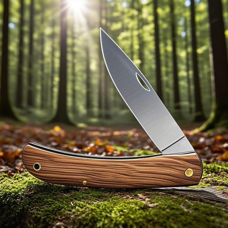 Rosewood Handled Folding Pocket Knife Durable Stainless Steel Blade for Outdoor Camping & Everyday Carry Essentials